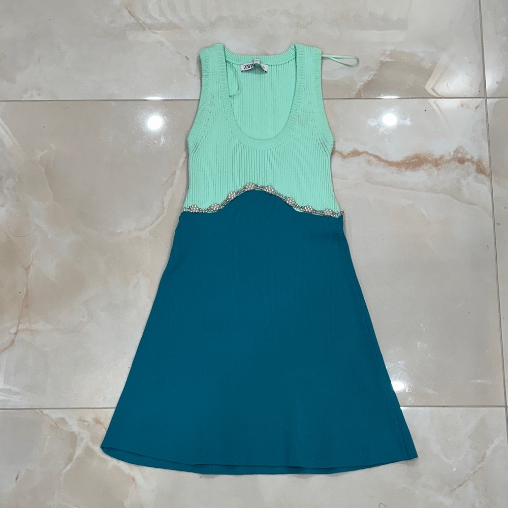 Zara Mint and Teal Midi Dress